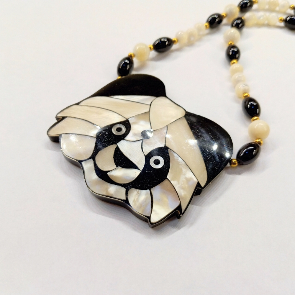 REDUCED Vintage Inlaid Panda Necklace - Picture 3 of 6